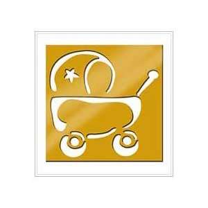   All Night Media 3 Inch by 3 Inch Brass Large Stencil, Baby Carriage