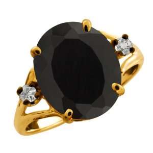  4.18 Ct Oval Black Onyx and Topaz Gold Plated Argentium 