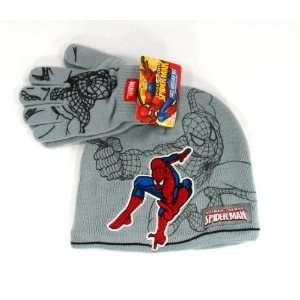  Beanie Knit+glove Spiderman Set Marvel Hat Cap   Gray 