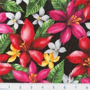  45 Wide Tropical Floral Red Fabric By The Yard Arts 
