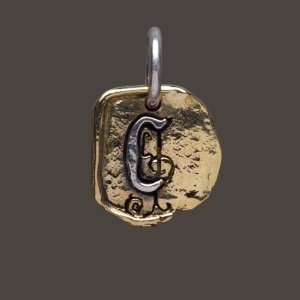 Waxing Poetic Gothic Initial Charm Pendant Sterling Silver Brass C