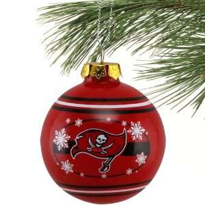  Tampa Bay Buccaneers Red Snowflake Glass Ball Ornament 