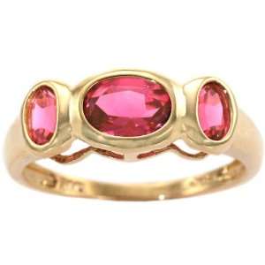  Classic Three Stone Ring Pink Tourmaline, size7.5 diViene Jewelry