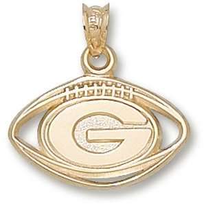  University of Georgia G Pierced Football Pendant (Gold 
