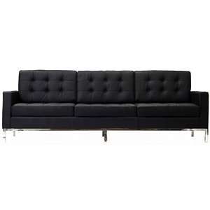    Florence Style Sofa in Black Genuine Leather