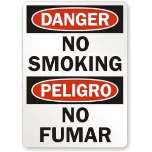  Danger / Peligro No Smoking (Bilingual) Plastic Sign, 14 