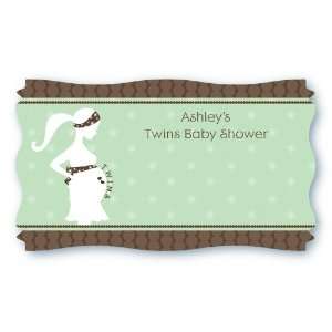   Twin Babies   Set of 8 Personalized Baby Shower Name Tag Stickers