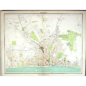  Bartholomew Map England 1891 Street Plan Brighton Preston 