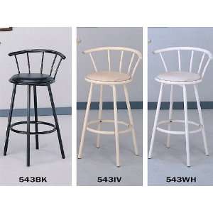Set of Swivel Bar Stool with Metal Legs in Black and Ivory and White 