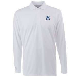  New York Yankees Long Sleeve Polo Shirt (White) Sports 