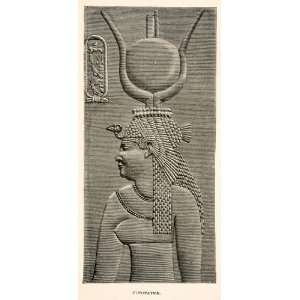  1891 Wood Engraving Bas Relief Cleopatra Dendera Sculpture 