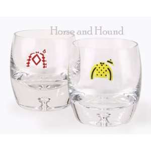  Racing Silks Crystal Double Old Fashion Glass Kitchen 