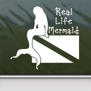  Real Life Mermaid White Sticker Scuba Diver Dive Flag 