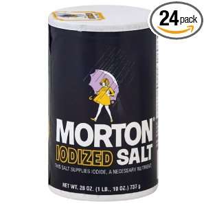 Morton Iodized Salt, 26 Ounce (Pack of 24)  Grocery 