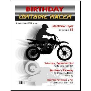    Dirtbike Motorcycle Birthday Party Invitation 