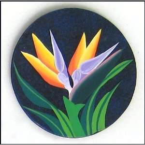 Hand Painted Bird of Paradise Drink Coasters   Handcrafted by Haitian 