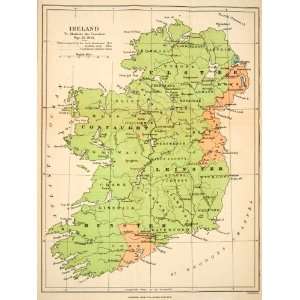  1893 Lithograph Map Ireland War Three Kingdoms Confederate 