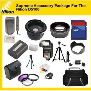  Supreme Accessory Package For Nikon D5100 includes 16GB 