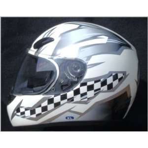  White Pattern Full Face DOT Motorcycle Street Bike Helmet 