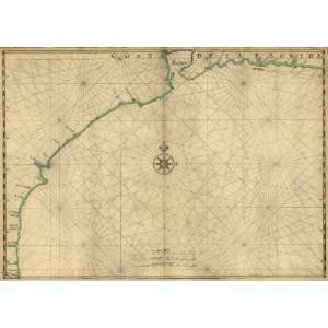  1639 Map of Gulf Coast from Florida to Mexico