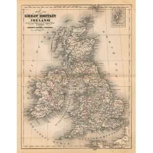   Johnson 1889 Antique Map of Great Britain & Ireland