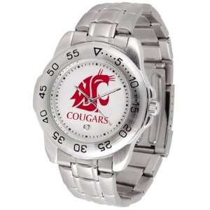 Washington State Cougars Suntime Mens Sports Watch w/ Steel Band 