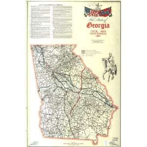  Civil War Map The State of Georgia, Civil War Centennial 