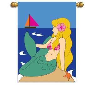  Tropical Mermaid Siren of the Sea Garden Flag Banner 
