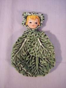   Cabbage Pixie Girl Spoon Rest Teabag Holder Excellent Condition  