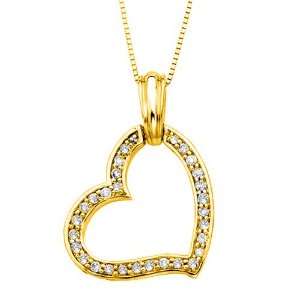  10K Yellow Gold 1/4 ct. Diamond Heart Pendant with Chain 