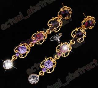 W23956 costume purple rhinestone 1Set Necklace Earring  