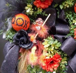   Nice Witch Decor Decoration Fall Floral Door Spider Webs Luxe  