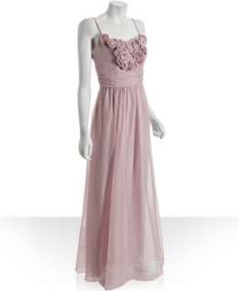 by Allen Schwartz rose silk chiffon rosette detail gown 