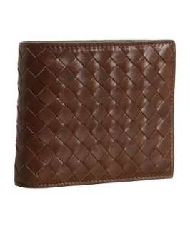 Bottega Veneta brown woven leather bi fold wallet   