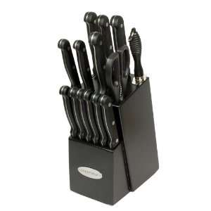  15pc Knife and Cutlery Set with Block in Black Finish 
