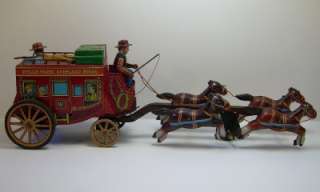ALPS Wells Fargo Stagecoach Horse Tin Litho Battery Toy  