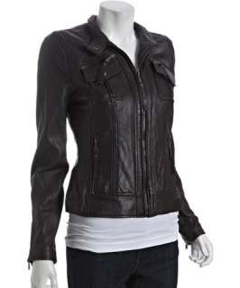MICHAEL Michael Kors brown leather zip front pocket jacket