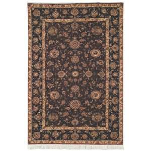   TF202A Hand Knotted Burgundy and Brown Wool Area Rug, 6 Feet by 9 Feet