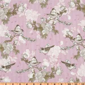  44 Wide Song Bird Birds Pink Fabric By The Yard Arts 