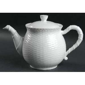  Basket Weave Tea Pot & Lid, Fine China Dinnerware