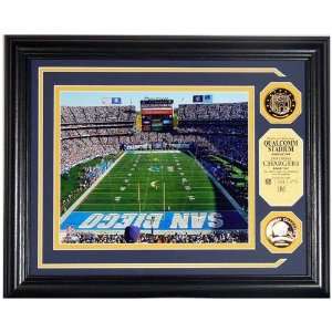 San Diego Chargers Qualcomm Stadium Photomint with Two 24KT Gold Coins 