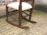 GOOD VINTAGE LADDERBACK ROCKING CHAIR/NEWLY UPHOLSTERED  