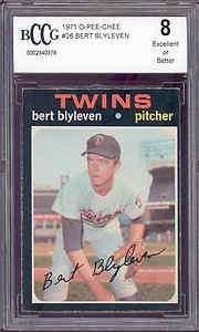 1971 o pee chee #26 BERT BLYLEVEN rc rookie BGS BCCG 8  