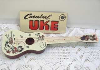 Vintage Carnival Uke Plastic Guitar Childs Cowboy Toy Circus Souvenir 