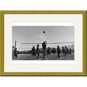  Gold Framed/Matted Print 17x23, Volley Ball game