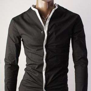 Mens Casual No Collar RAYERD dress shirts Black (2M)  