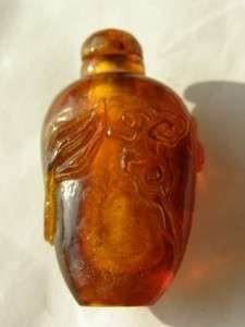 Qing Dynasty Chinese hand carved amber snuff bottle  