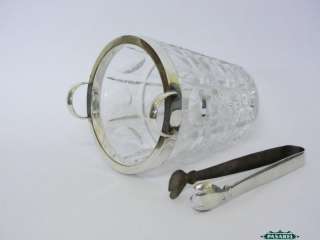 Art Deco Continental Silver Mounted Cut Crystal Ice Bucket And Ice 