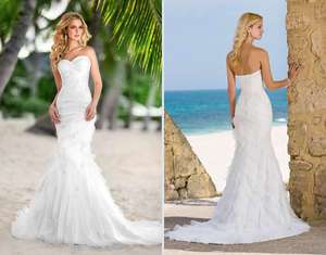 Beautiful Beach white/ivory Wedding Dress Bridal Gown Size*Custom 