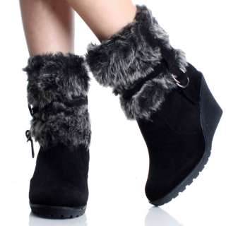   Boots Snow Winter Fur Furry Mukluk Cute Womens High Heels Size 10